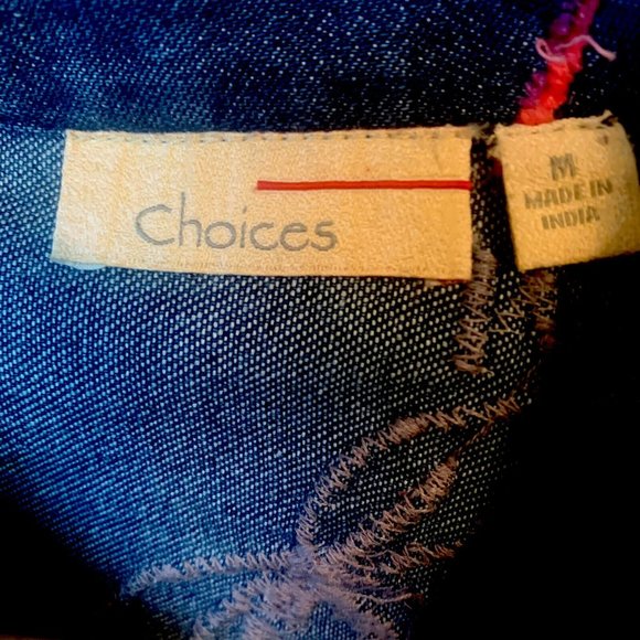 Jean Jacket Pink Purple Embroidered Swirls - Picture 4 of 9